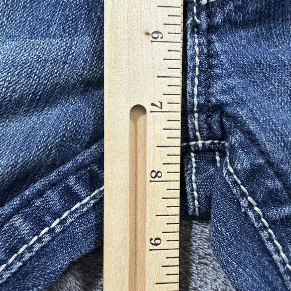 Miss Me Jeans Womens 27 Blue Capri JE5152P10 Embroidered Distressed Rhinestones - Picture 11 of 13